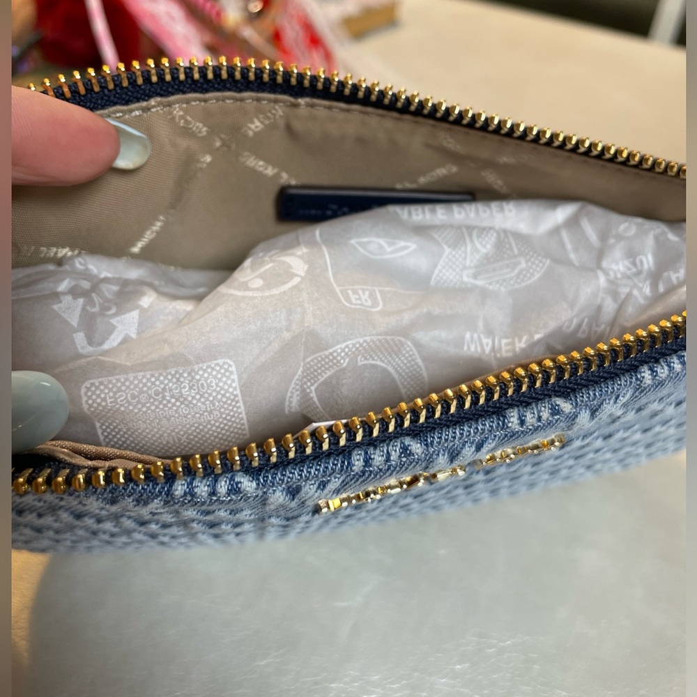 Michael Kors Jet Set Small Chain Denim Pouchette NWT - Picture 10 of 17